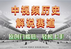 中视频历史解说，目前属于蓝海赛道，原创门槛低，轻松上手！日入 800+-二八网赚