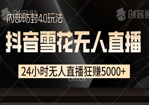 揭秘抖音雪花无人直播卖课神技，24小时无人直播狂赚5000+，附赠内部防封4.0玩法！-二八网赚