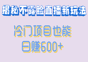 揭秘不露脸直播新玩法：冷门项目也能日赚600+，官方任务等你参与！-二八网赚