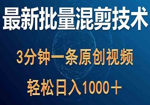 揭秘！批量混剪黑科技玩法，日赚千元热门领域新玩法，3分钟打造原创视频，轻松实现日入千元＋-二八网赚