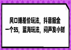 揭秘抖音掘金术：风口赚差价玩法，一部手机就能玩，轻松赚取35元，蓝海策略助你闷声发小财！-二八网赚