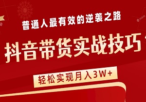 普通人最有效的逆袭之路！每天10分钟，轻松掌握抖音带货实战技巧，轻松实现月入3W+-二八网赚