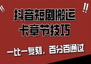 抖音短剧搬运秘诀：卡章节技巧，一比一复刻，百分百通过抖音审核【独家揭秘】-二八网赚