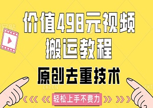 价值498元视频搬运教程：原创去重技术，小白也能秒变搬运达人，轻松上手不费力！-二八网赚