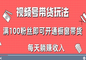 视频号带货玩法，揭秘满100粉丝即可开通橱窗带货的玩法，每天躺赚收入-二八网赚