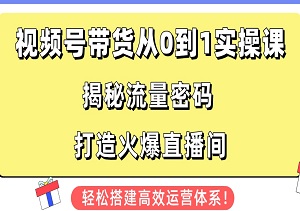 视频号带货从0到1实操课，揭秘视频号流量密码，教你打造火爆直播间，轻松搭建高效运营体系！-二八网赚