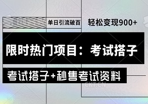 揭秘限时热门项目：考试搭子+秒售考试资料，单日引流破百，轻松变现900+！-二八网赚