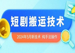 2024年5月最新的短剧搬运技术，纯手法技术操作【揭秘】-二八网赚