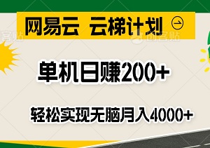 2024网易云云梯计划揭秘：单机日赚200+，轻松实现无脑月入4000+！-二八网赚