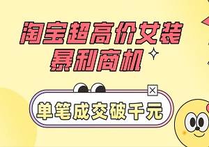 揭秘淘宝超高价女装暴利商机：单笔成交破千元，轻松实现电商财富梦！-二八网赚