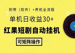 红果短剧自动挂机，单机日收益30+，可矩阵操作，附带（软件）+养机全流程-二八网赚