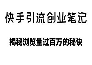 快手引流创业笔记：揭秘浏览量过百万的秘诀-二八网赚