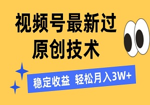 2024视频号最新过原创技术，当天起号，稳定收益，轻松月入3W+-二八网赚