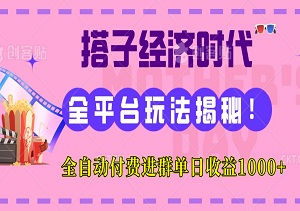 搭子经济时代：小红书、抖音、快手全平台玩法揭秘，全自动付费进群单日收益1000+-二八网赚