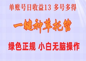 一键种草托管：绿色稳定，单机日入13，10个账号一天130，可无限推广赚钱-二八网赚