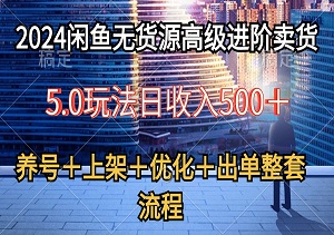 2024闲鱼无货源高级进阶卖货5.0：养号、选品、上架、优化与出单全套流程-二八网赚