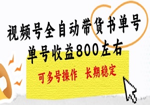 视频号带货书单号，单号日收益800+，多号操作，实现长期稳定收入-二八网赚