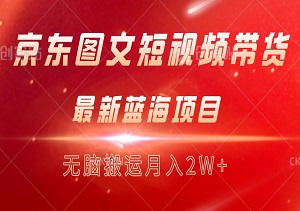 2024最新蓝海项目：京东图文短视频无脑搬运月入2W+-二八网赚