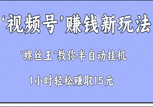 揭秘‘视频号’赚钱新玩法！‘螺丝王’教你半自动挂机，1小时轻松赚取15元！-二八网赚