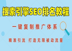 搜索引擎SEO排名教程，一键复制推广体系，精准引流，打造无限被动流量帝国-二八网赚