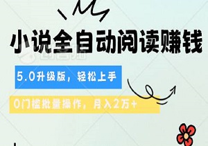 小说全自动阅读赚钱新玩法！5.0升级版，轻松上手，0门槛批量操作，月入2万+-二八网赚