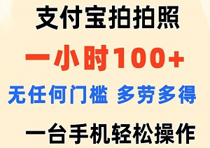 支付宝拍照赚钱新风口！一小时狂赚100+，0门槛高回报，一台手机，轻松玩转-二八网赚