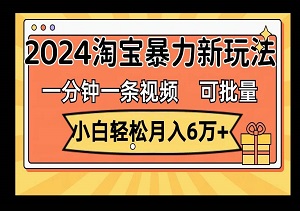 2024淘宝新风口：一分钟视频速成法，批量放大收益，月赚1万+-二八网赚