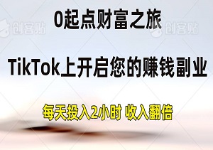 0起点财富之旅，如何每天投入2小时，教您在TikTok上开启您的赚钱副业-二八网赚