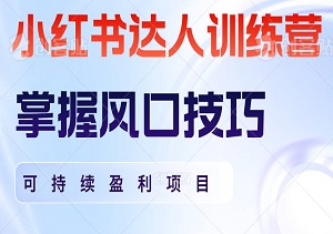 【实战指南】加入小红书达人训练营：掌握风口技巧，打造可持续盈利项目！-二八网赚