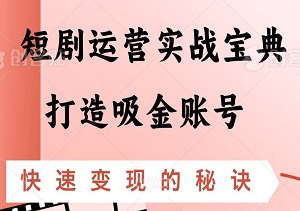 短剧运营实战宝典：打造吸金账号，解锁高播放量与快速变现的秘诀-二八网赚