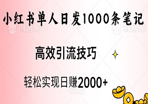 小红书单人日发1000条笔记，解锁BOSS直聘日入2000+的秘密通道-二八网赚