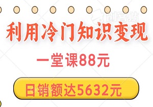 揭秘：利用冷门知识变现——一堂课88元，日销额达5632元的合规操作指南-二八网赚