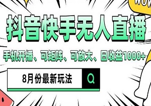 抖音快手无人直播：月入3W+的背后——小白也能掌握的被动收入技巧-二八网赚