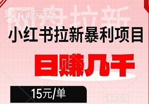 小红书拉新暴利项目：15元/单，日赚几千的轻松上手指南！-二八网赚