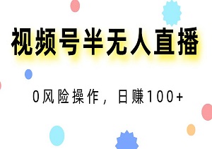 视频号半无人直播：0风险操作，日赚100+-二八网赚