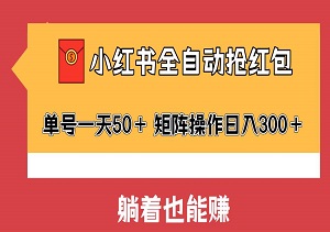 最新小红书全自动抢红包，单号一天50＋ 矩阵操作日入300＋，纯无脑操作-二八网赚