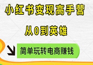 小红书变现高手营：从0到英雄，一步一策教你简单玩转电商赚钱！-二八网赚