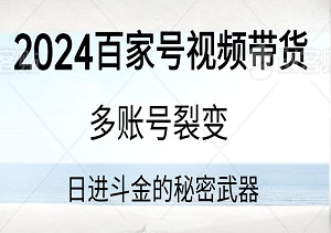 2024百家号视频带货新趋势：单兵作战也能多账号裂变，日进斗金的秘密武器-二八网赚