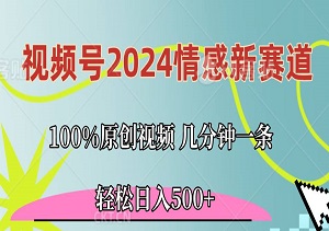 视频号2024情感新赛道：100%原创视频，几分钟一条，轻松日入500+！-二八网赚