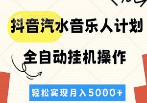 揭秘抖音汽水音乐人计划，轻松实现月入5000+，全自动挂机操作！-二八网赚