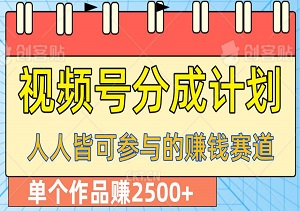 视频号分成计划：轻松制作视频，单个作品赚2500+，人人皆可参与的赚钱赛道-二八网赚