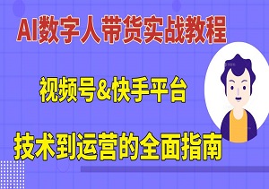 AI数字人带货实战教程，视频号&快手平台从技术到运营的全面指南-二八网赚