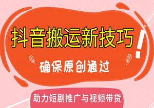 抖音搬运新技巧：确保原创通过，助力短剧推广与视频带货-二八网赚