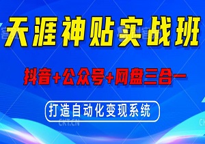 天涯神贴实战班：抖音+公众号+网盘三合一，打造自动化变现系统-二八网赚