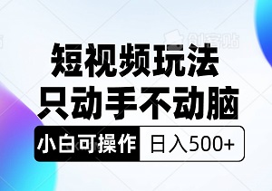 短视频玩法，只动手不动脑，每天发发视频，日入500-二八网赚