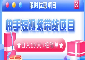 快手短视频带货项目，最新玩法，新手小白轻松上手，日入过1000很简单-二八网赚