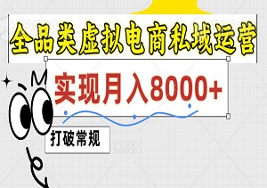 打破常规，全品类虚拟电商私域运营，实现月入8000+-二八网赚