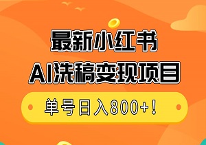 最新小红书AI洗稿变现项目，3分钟一条作品轻松热门，操作简单，单号日入800+！-二八网赚