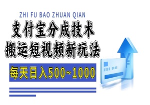 支付宝分成技术搬运新玩法，每天几小时日入500~1000，轻松上手！-二八网赚