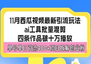 西瓜视频最新玩法，全新蓝海赛道，简单好上手，单号单日轻松引流400+，每天稳定变现3000+-二八网赚